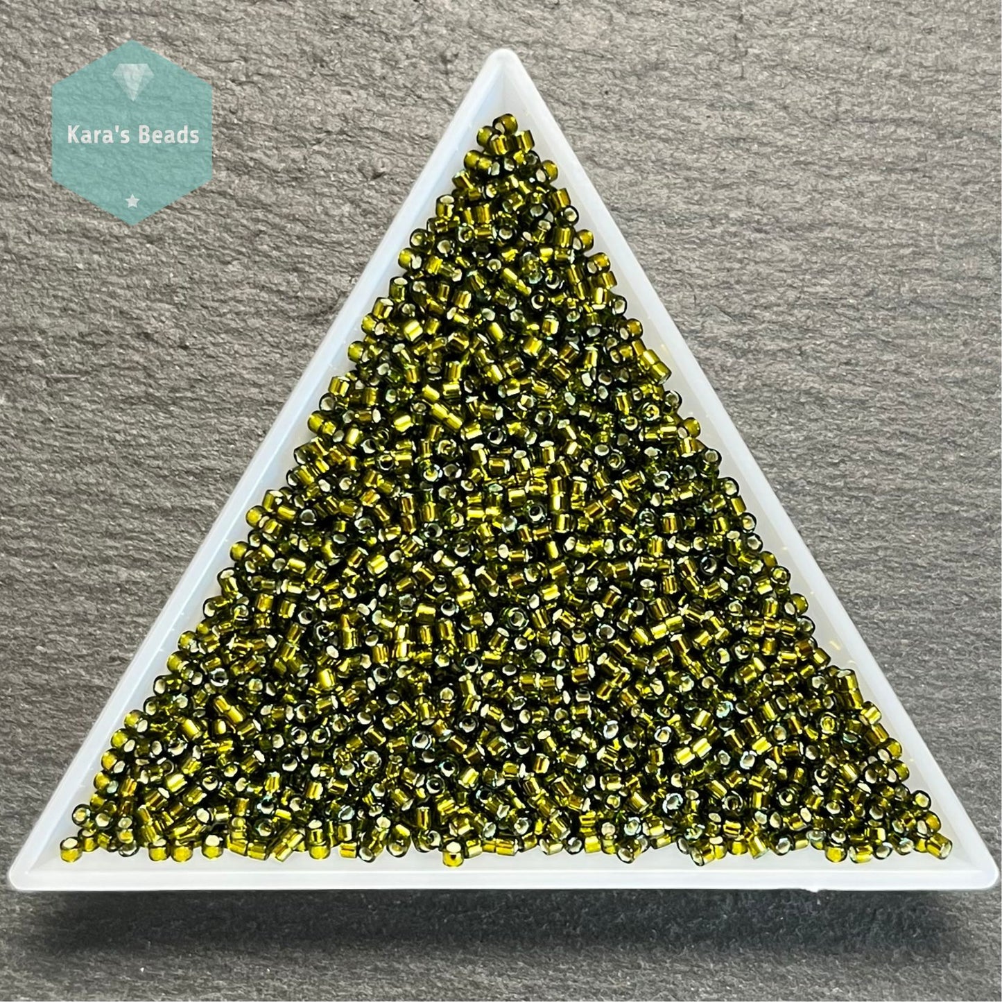 22g Tube 11/0 Miyuki Delica DB0604 Dyed Silver Lined Golden Olive