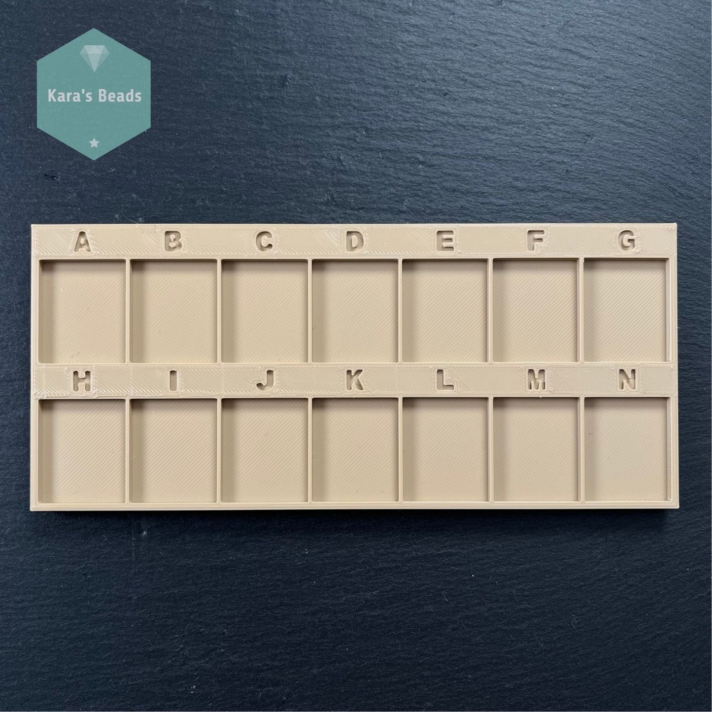 A to N Bead Tray for Peyote Patterns 14 Compartments Nude Colour