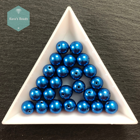 25pcs Tube 8mm Saturated Metallic Marina Druk Round Beads