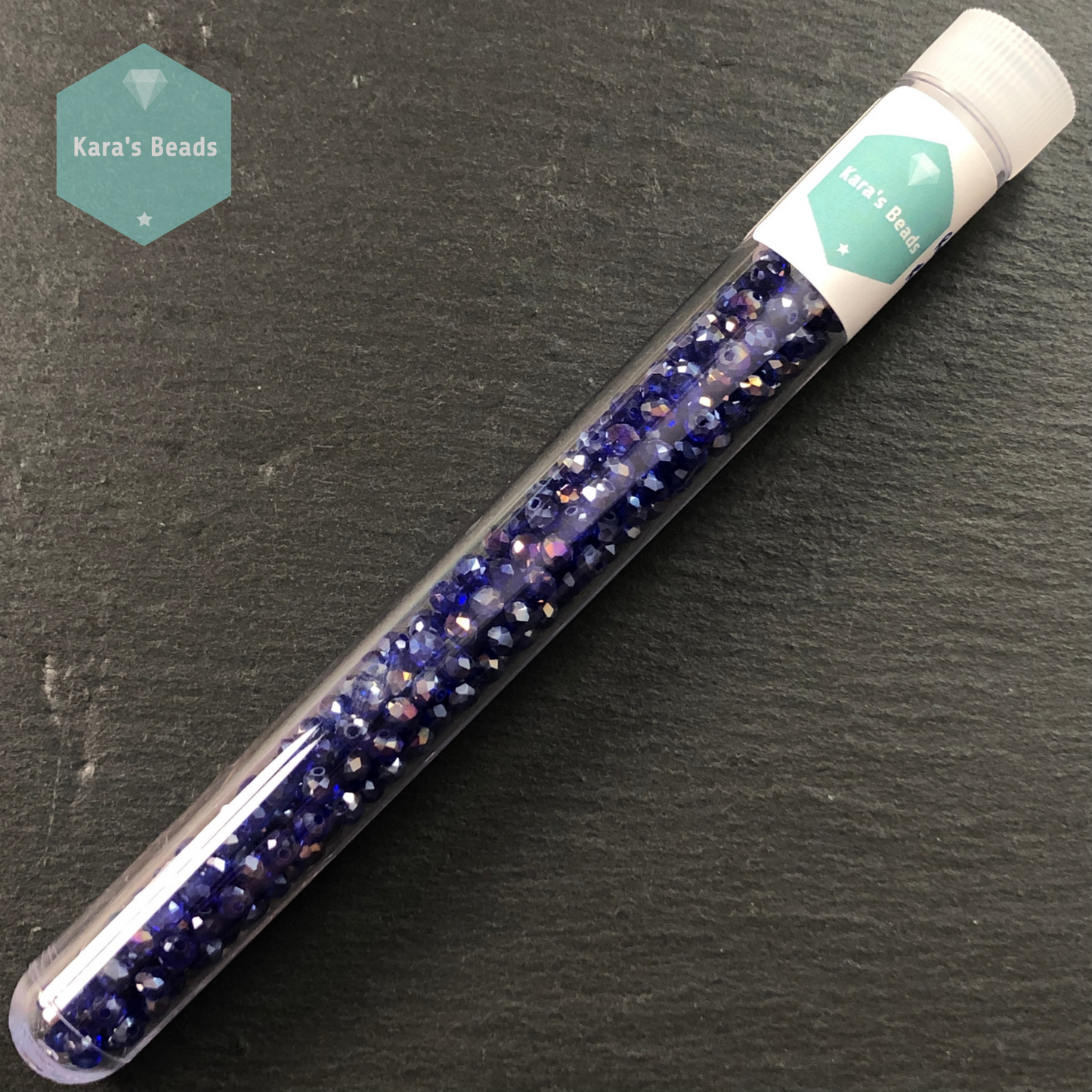 340pcs Tube 3x4 mm Royal Blue AB Rondelle Beads