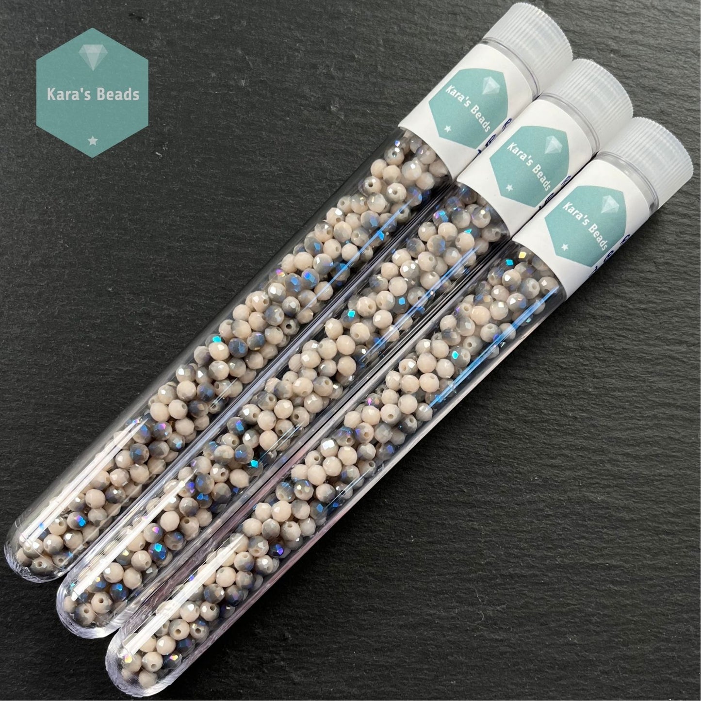 300pcs Tube 3x4mm Blue Plated Tan Rondelle Beads