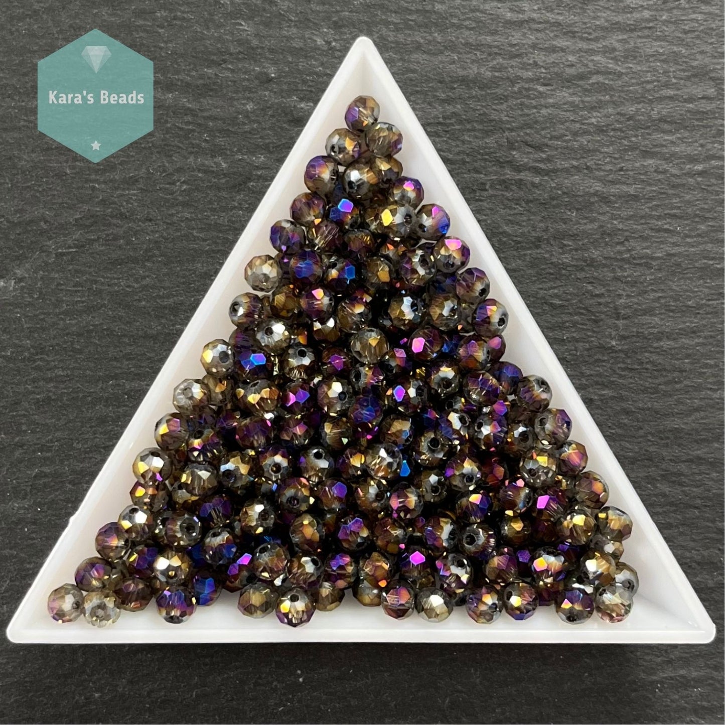 300pcs Tube 3x4mm Purple and Gold Coat Crystal Rondelle Beads