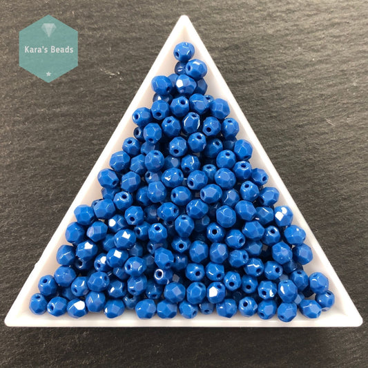 300pcs Tube 4mm Fire Polish 33200 Opaque Blue