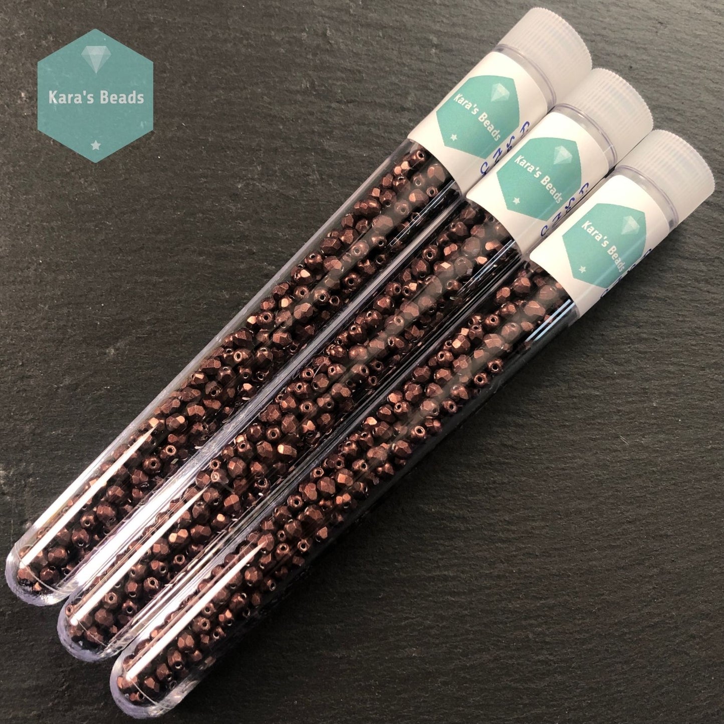 300pcs Tube 4mm Fire Polish 07B01 Saturated Metallic Chicory Coffee