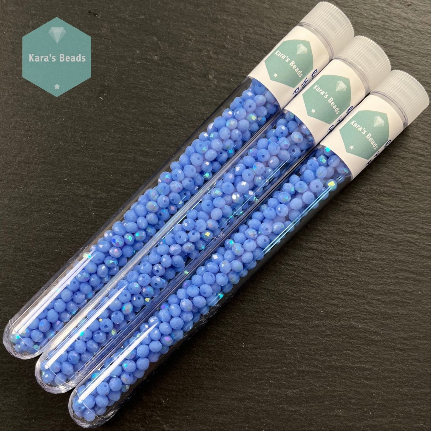 300pcs Tube 3x4mm Half AB Coat Periwinkle Rondelle Beads