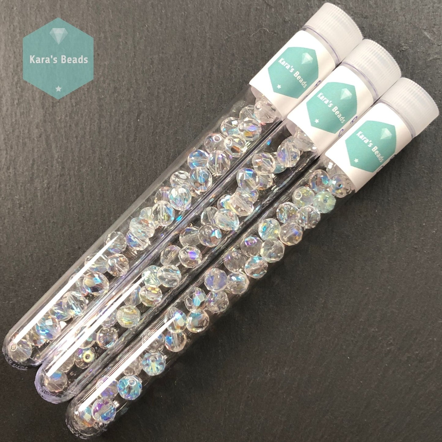 30pcs Tube 8mm Crystal AB Fire Polish Round Beads