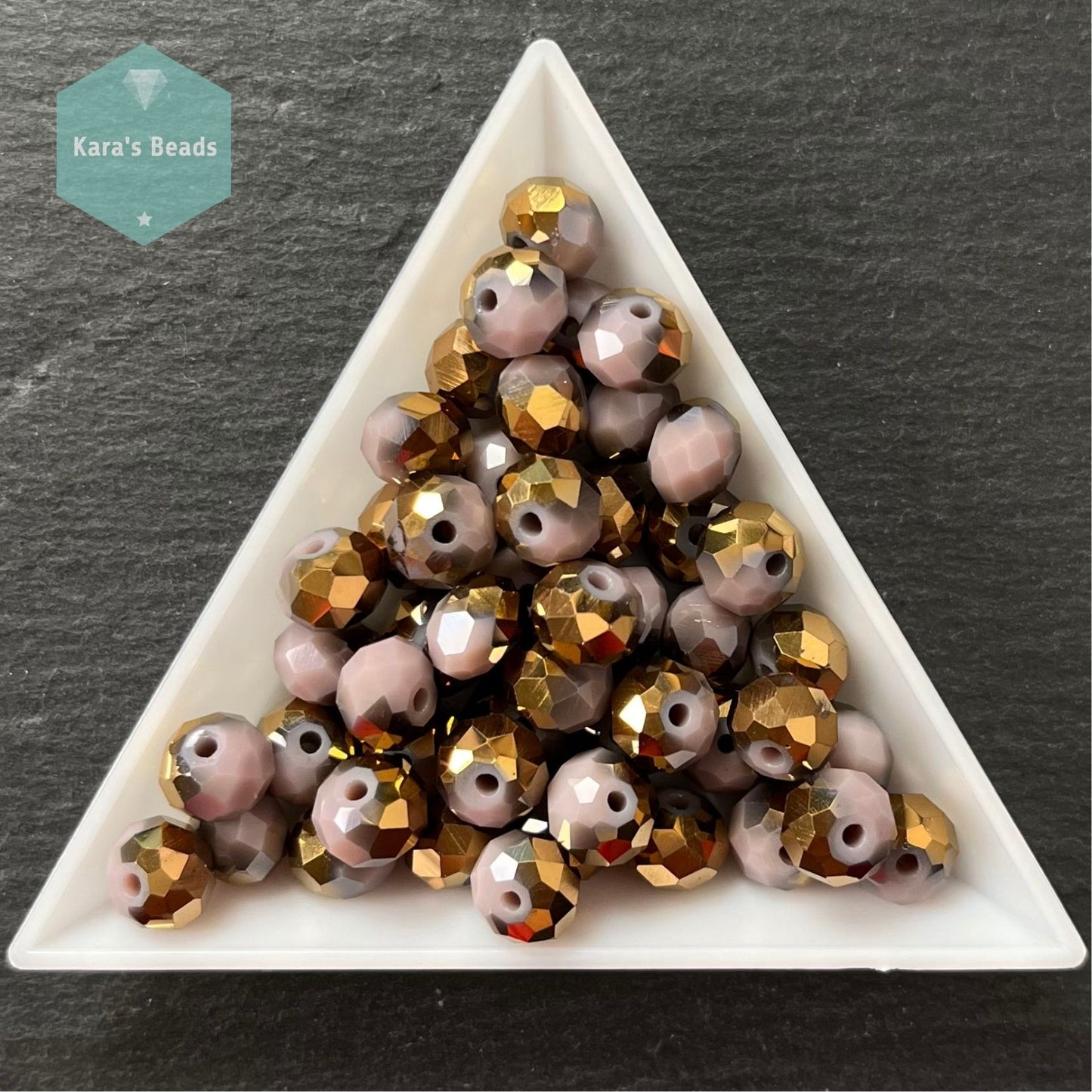 50pcs Tube 6x8 mm Rondelle Beads Half Gold Coat Lavender