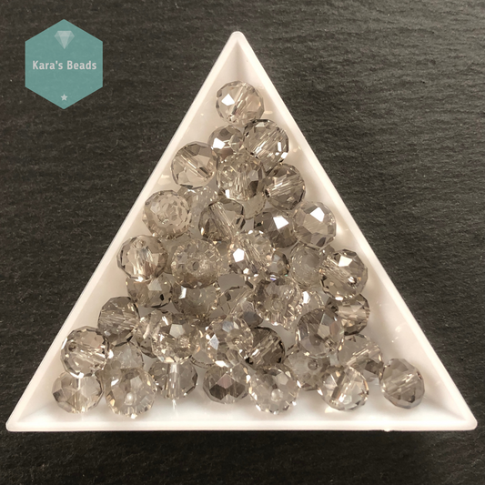 40pcs Tube 6x8 mm Rondelle Beads Transparent Grey Luster