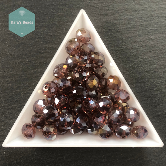 50pcs Tube 6x8 mm Rondelle Beads Transparent Bordo AB