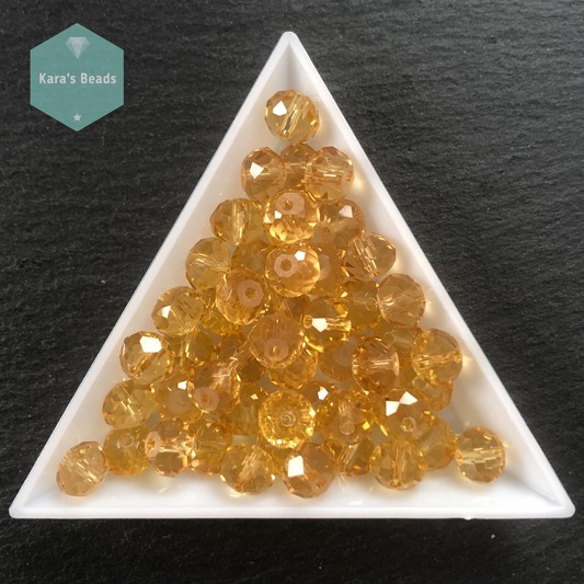 50pcs Tube 6x8 mm Rondelle Beads Transparent Champagne