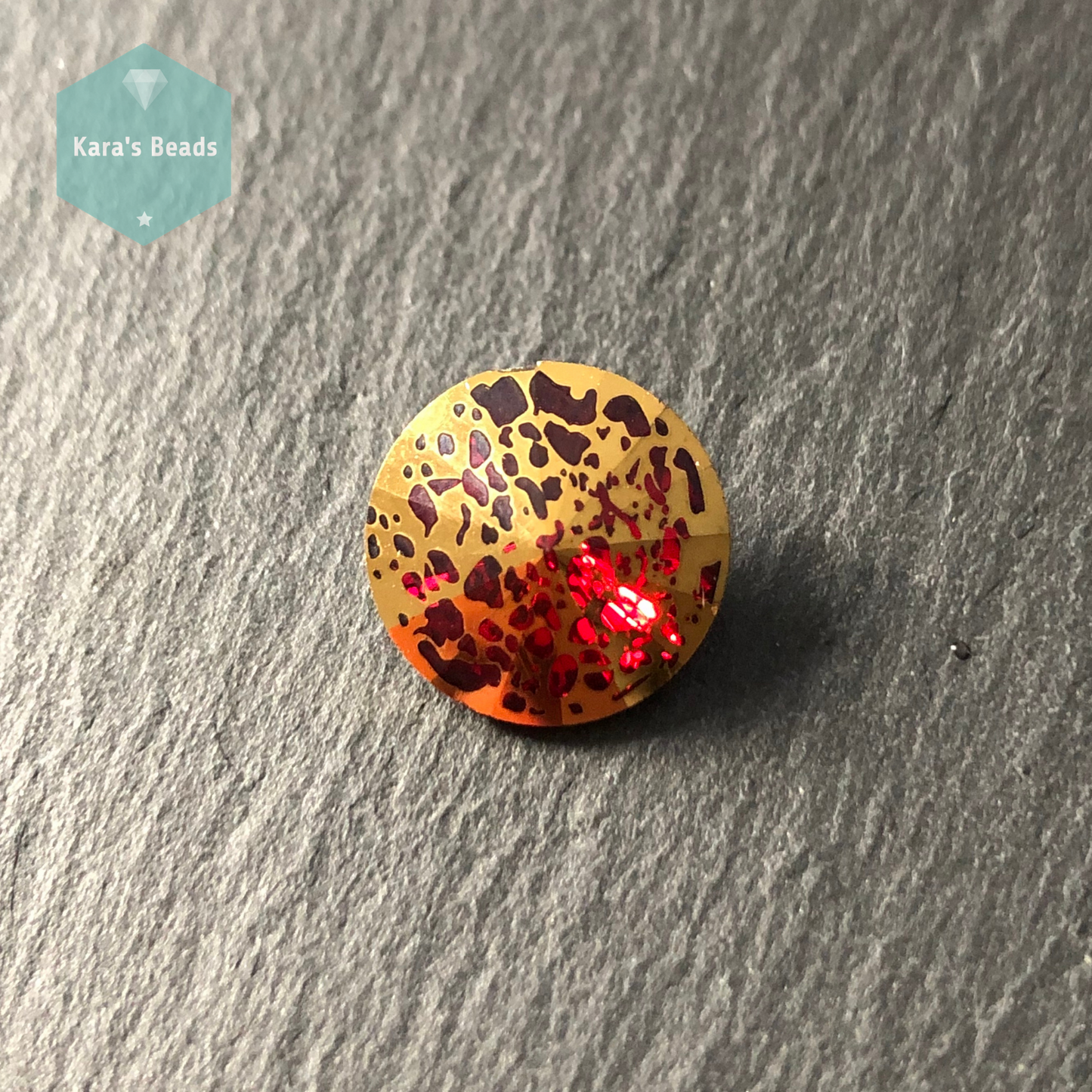 14 mm Rivoli Spotty Ruby Gold 1 pc