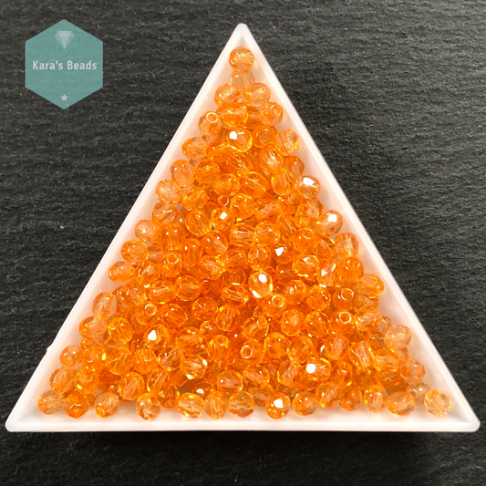 300pcs Tube 4mm Fire Polish Round Beads Apricot