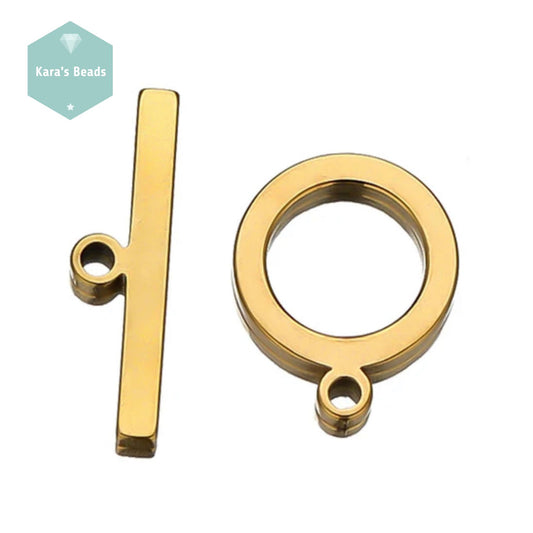 Stainless Steel Squared Toggle Clasp Gold 1 pc