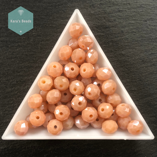 50pcs Tube 6x8 mm Rondelle Beads Opaque Peach Luster