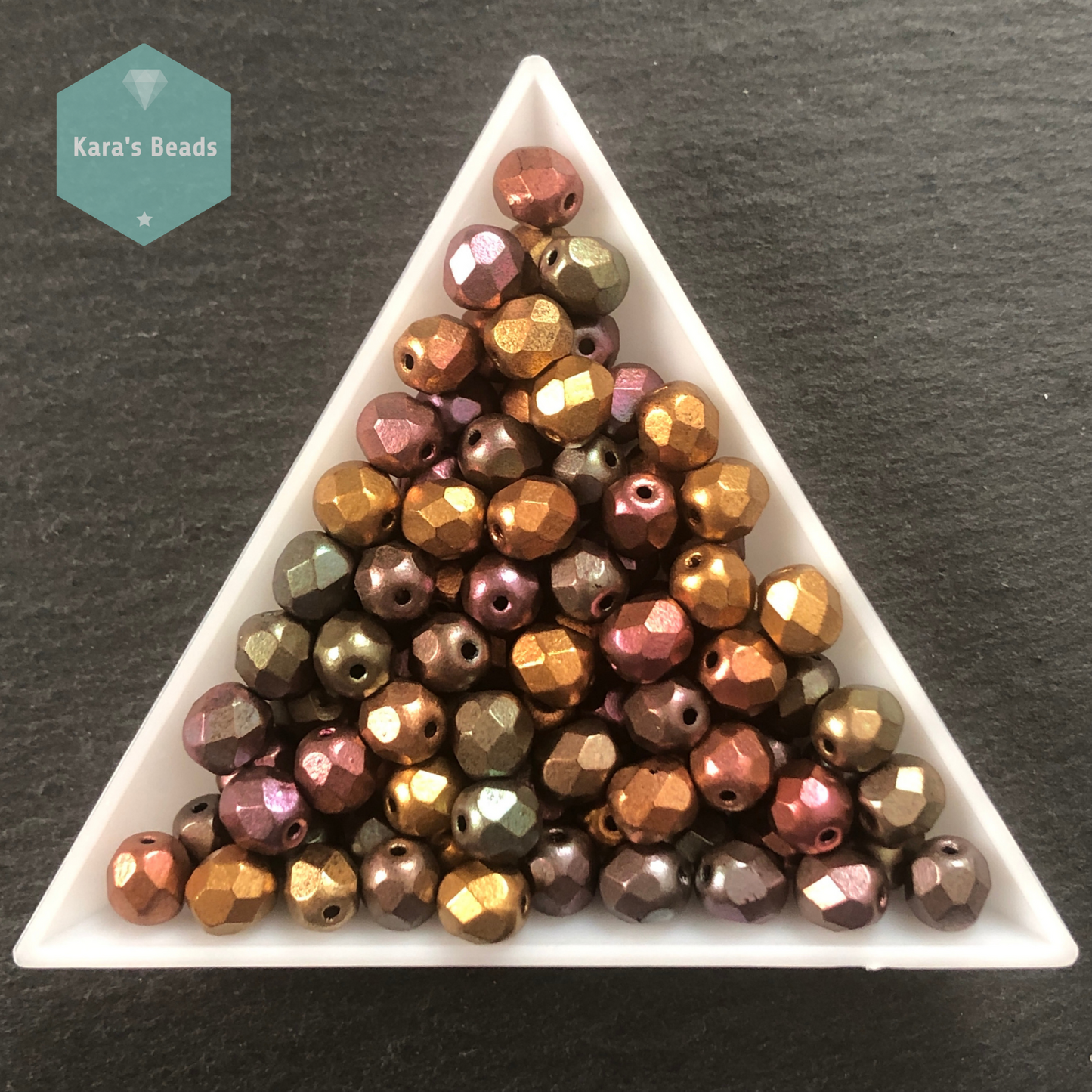 90pcs Tube 6mm Fire Polish Violet Rainbow