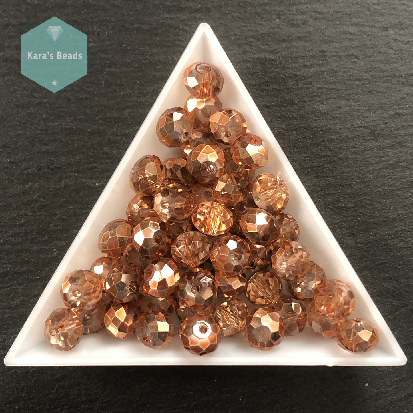 50pcs Tube 6x8 mm Rondelle Beads Half Coated Rosaline