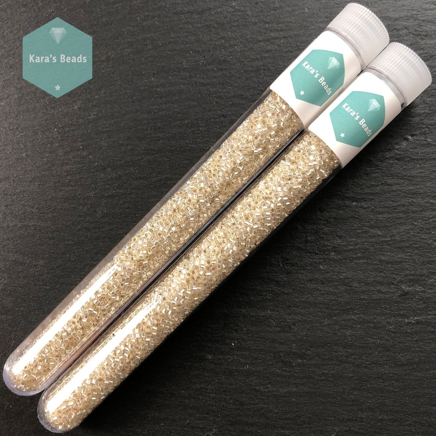 22g Tube 11/0 Miyuki Delica DB041 Silver Lined Crystal