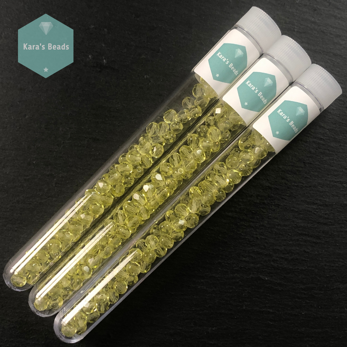 90pcs Tube 6mm Fire Polish Jonquil