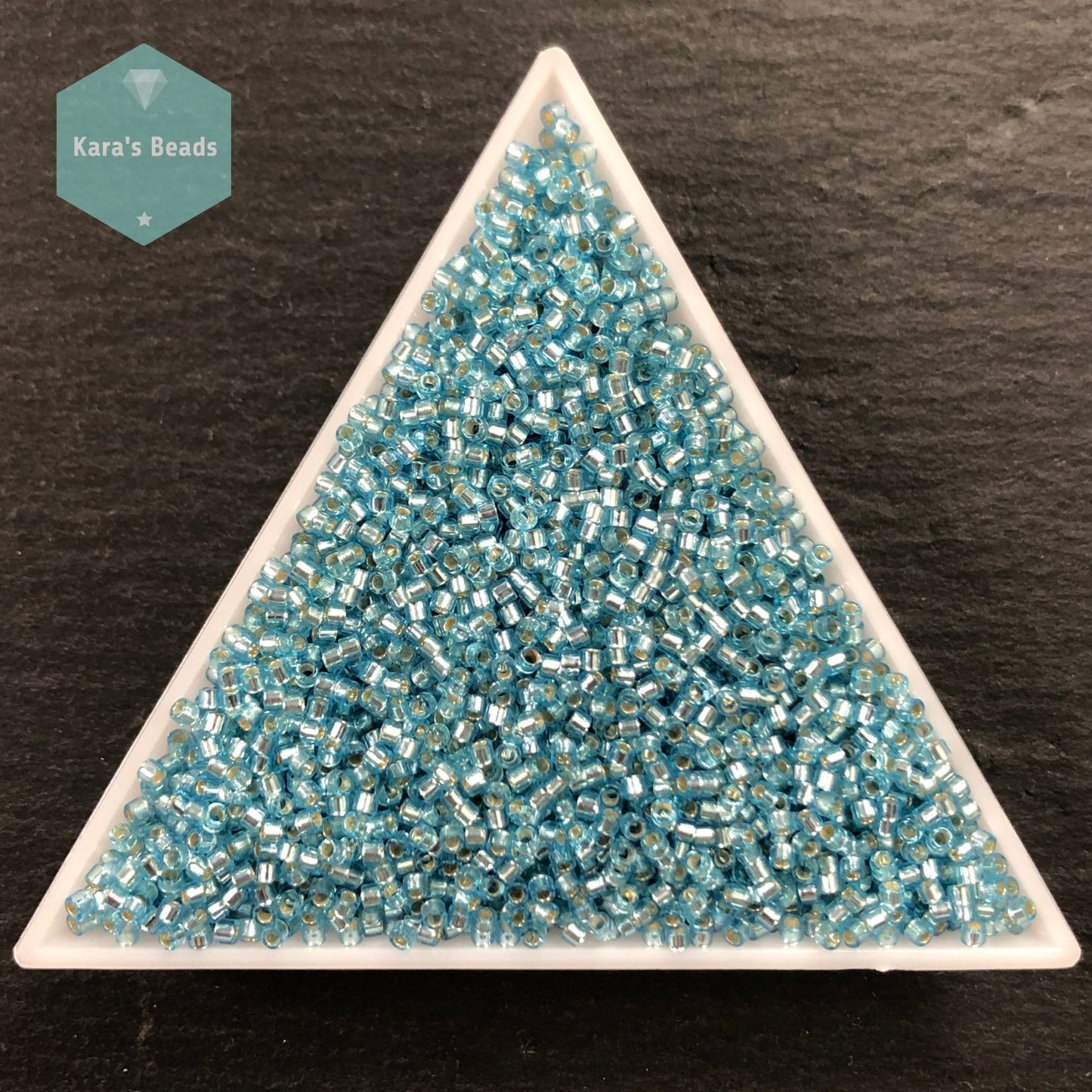 22g Tube 11/0 Miyuki Delica DB044 Silver Lined Aqua