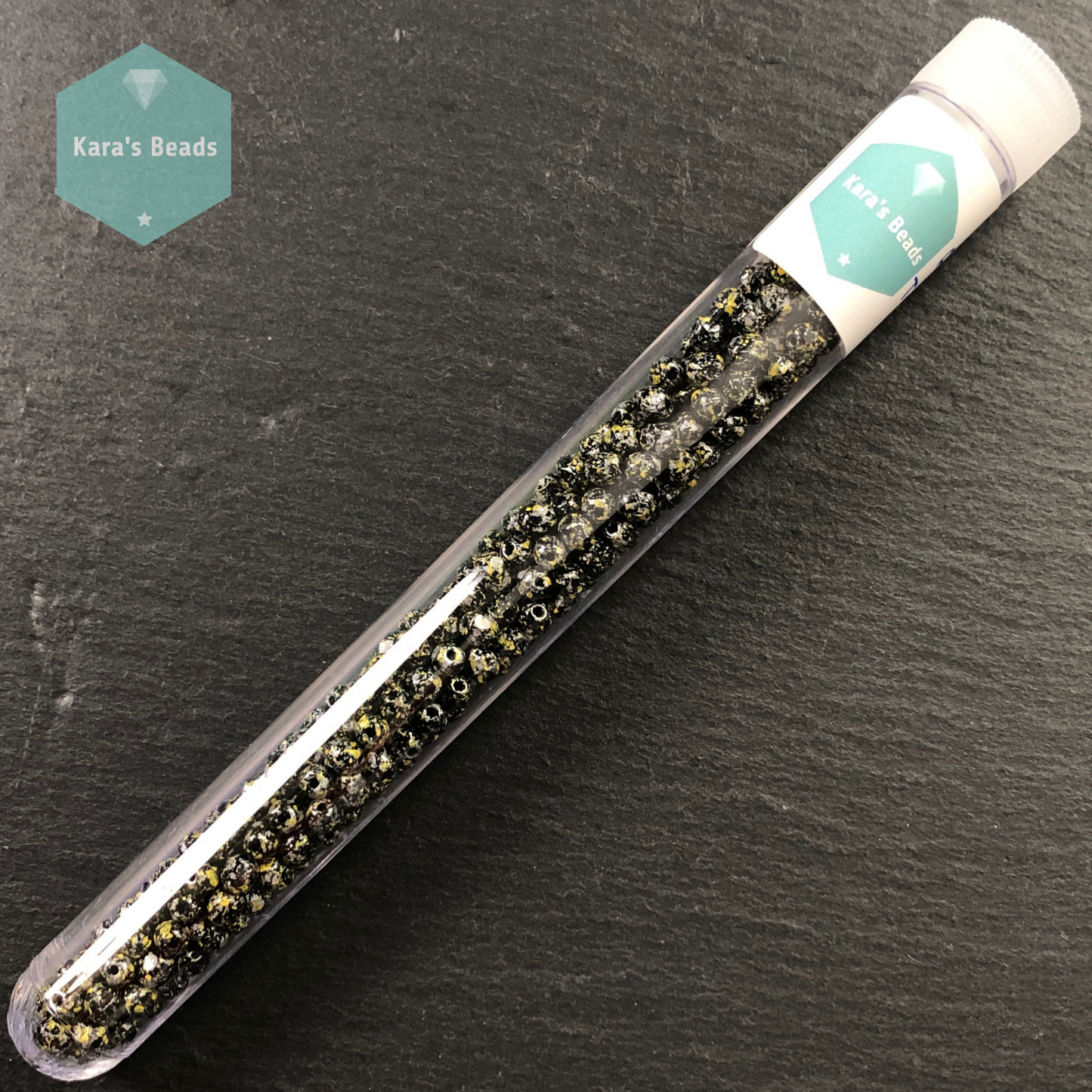 300pcs Tube 4mm Fire Polish Round Beads Tweedy Yellow