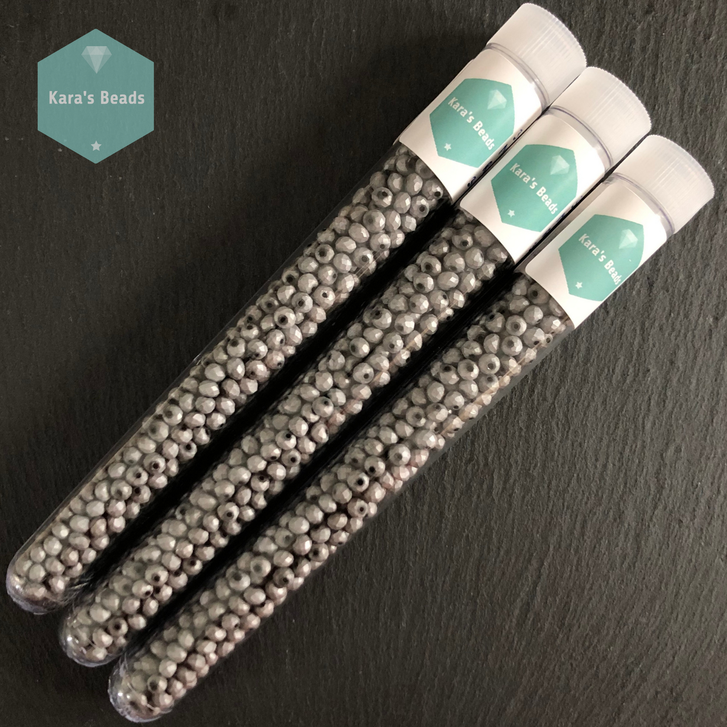 340 pcs Tube 3x4 mm Metallic Grey Rondelle Beads