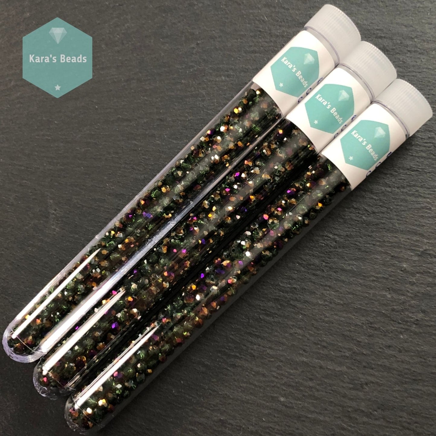 300pcs Tube 3x4mm Gold Purple Green Rondelle Beads