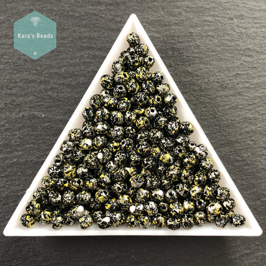 300pcs Tube 4mm Fire Polish Round Beads Tweedy Yellow