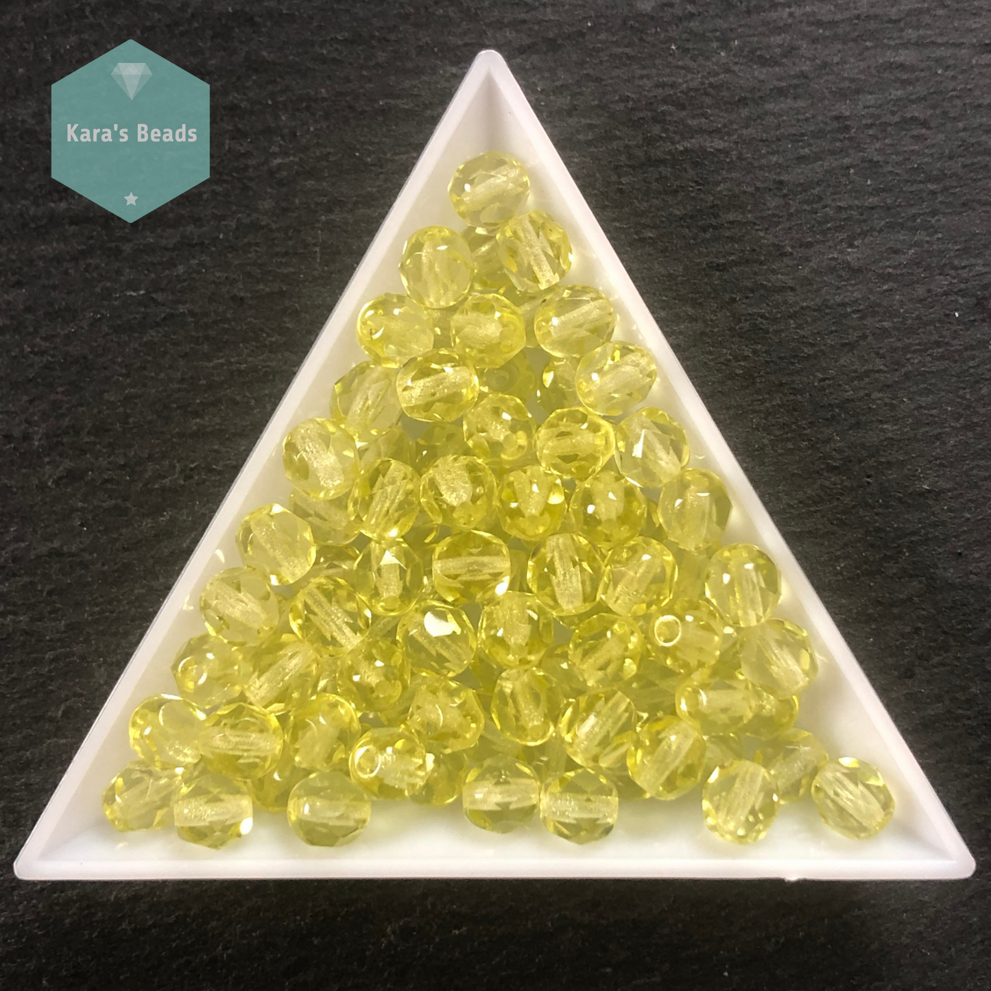 90pcs Tube 6mm Fire Polish Jonquil