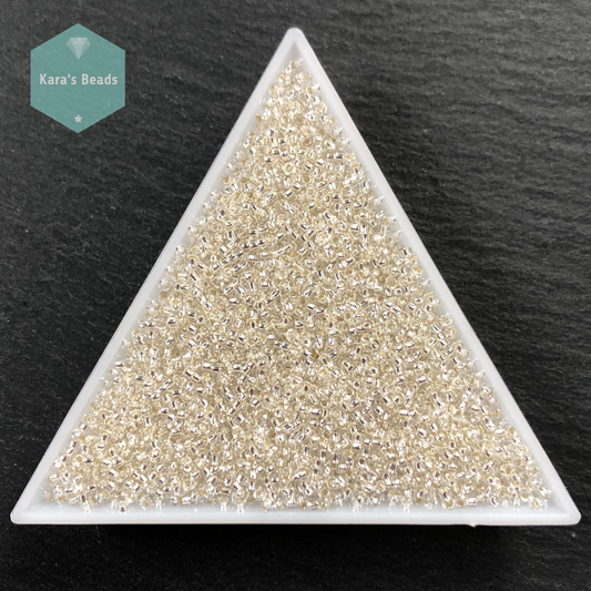 25g Tube 15/0 Toho TR15-21 Silver Lined Crystal