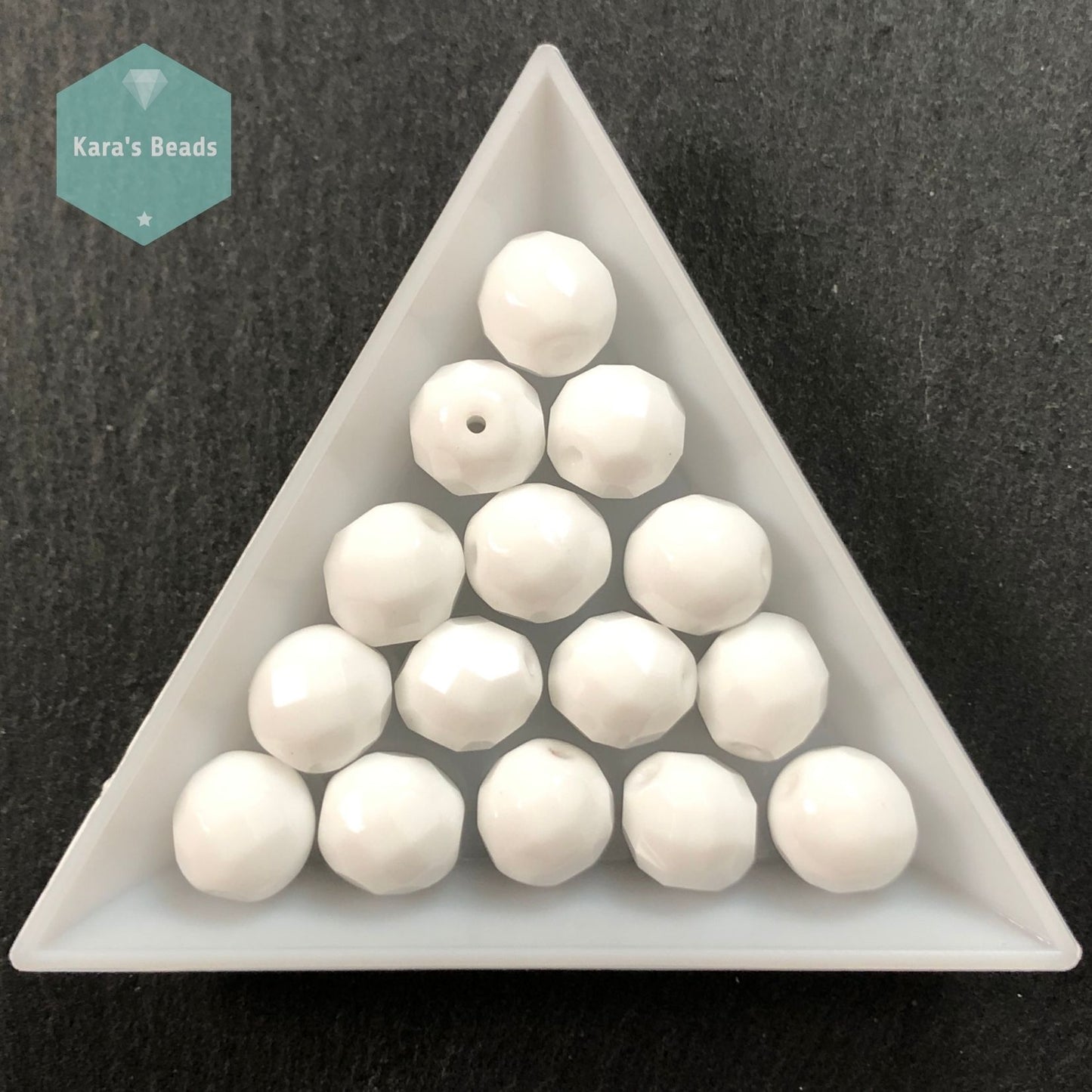 15pcs Tube 10mm Chalk White Fire Polish Round Beads