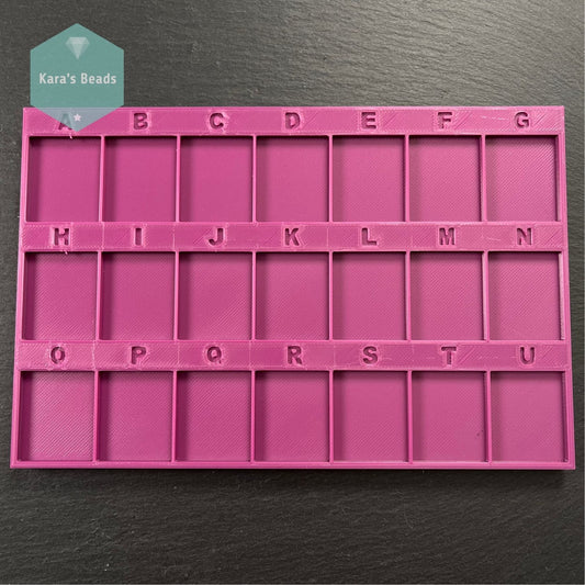 A to U Bead Tray for Peyote Patterns 21 Compartments Purple