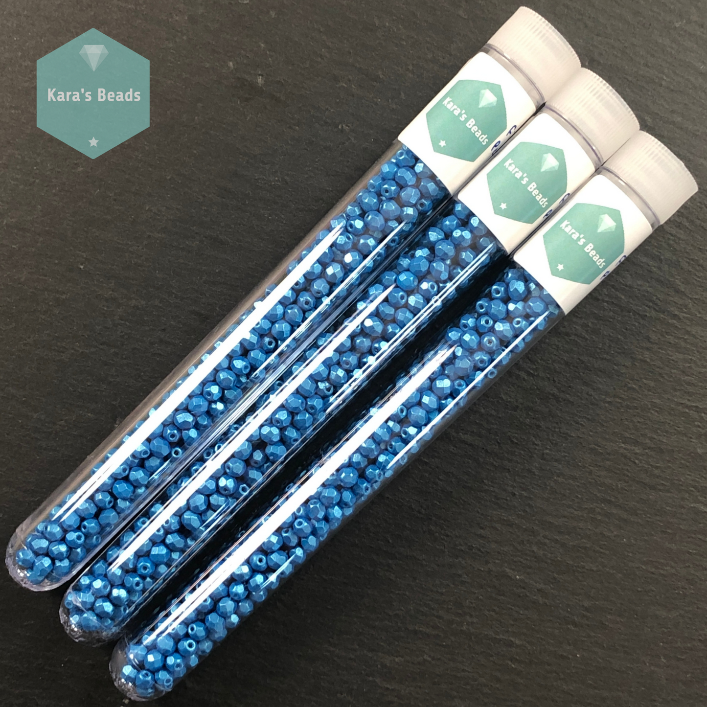 300pcs Tube 4mm Fire Polish 24009AL Pearl Shine Azuro