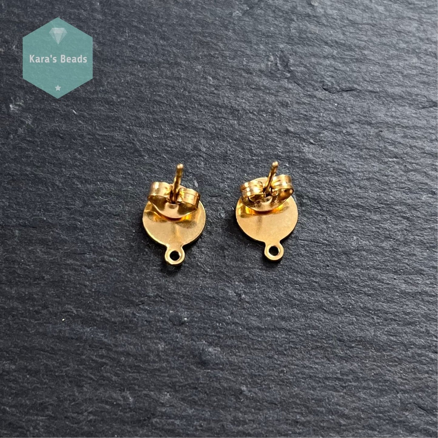 8mm Stainless Steel Round Earring Stud Posts Gold 1 pair