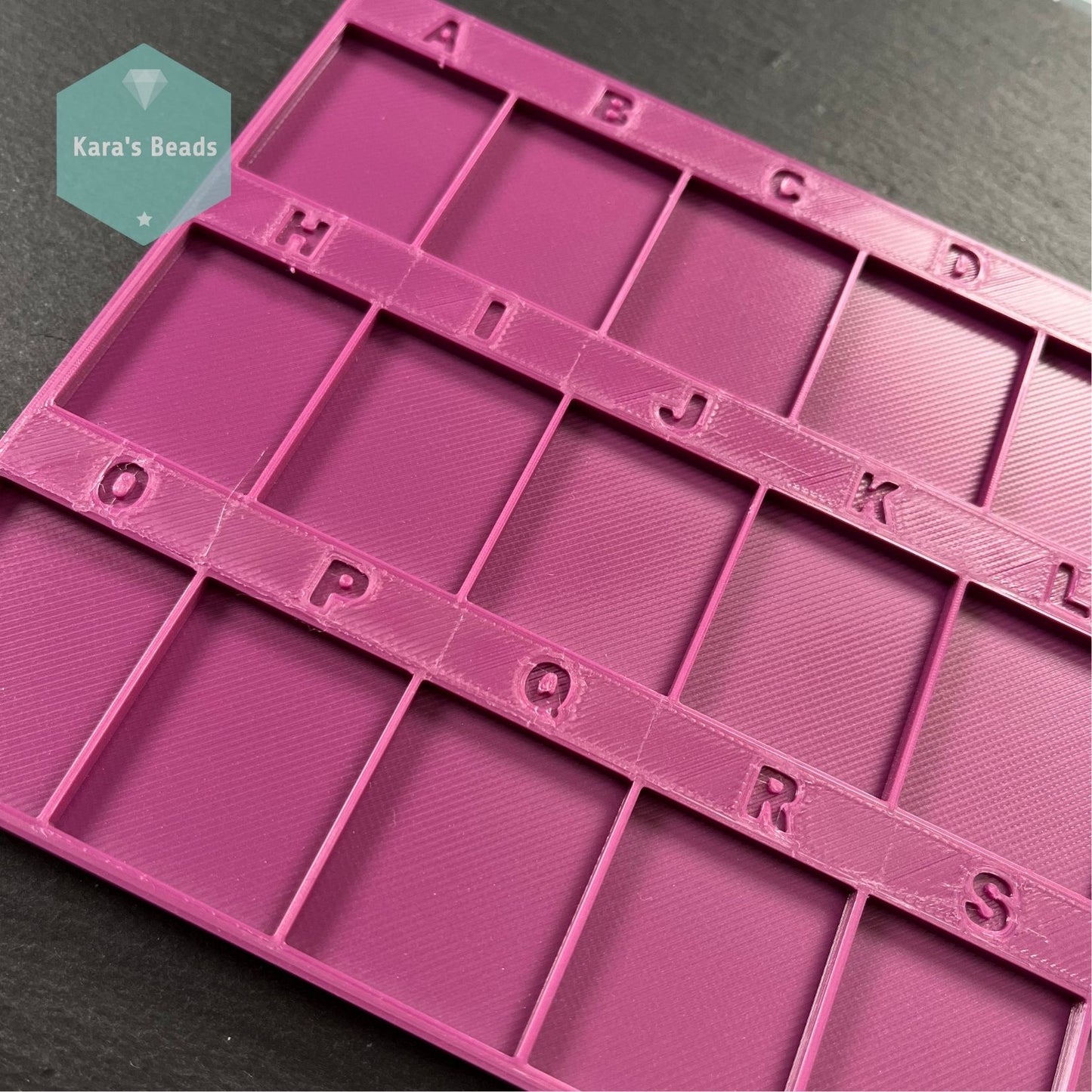 A to U Bead Tray for Peyote Patterns 21 Compartments Purple