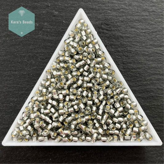 25g Tube 8/0 Toho TR8-29AF Silver Lined Frosted Black Diamond