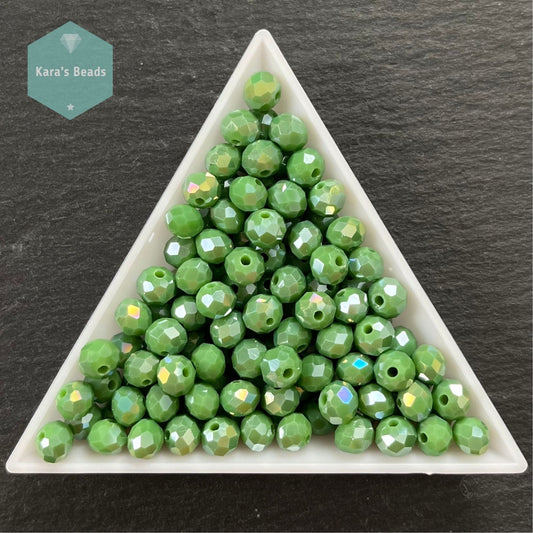 120pcs Tube 4x6 mm Opaque Olive AB Rondelle Beads