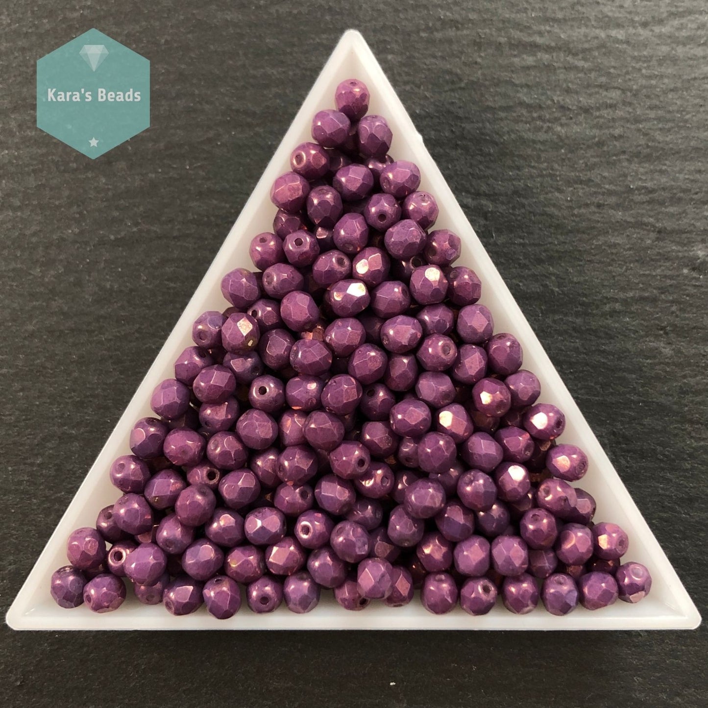 300pcs Tube 4mm Fire Polish 03000/15726 Chalk White Lila Vega Luster