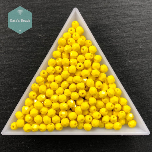 300pcs Tube 4mm Fire Polish 83120 Opaque Yellow