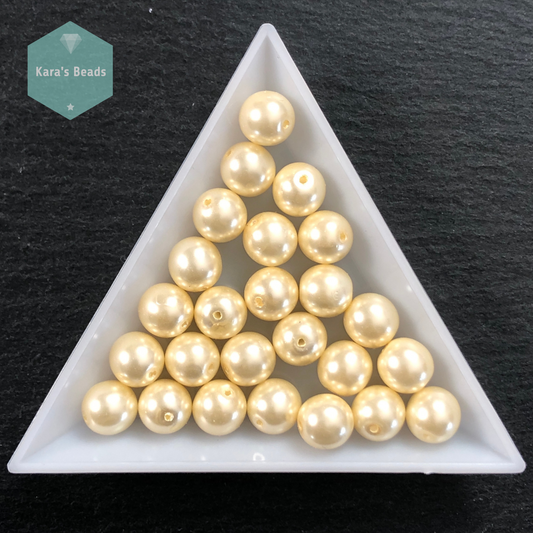 25pcs Tube 8mm Pearl Coated Cream Druk Round Beads