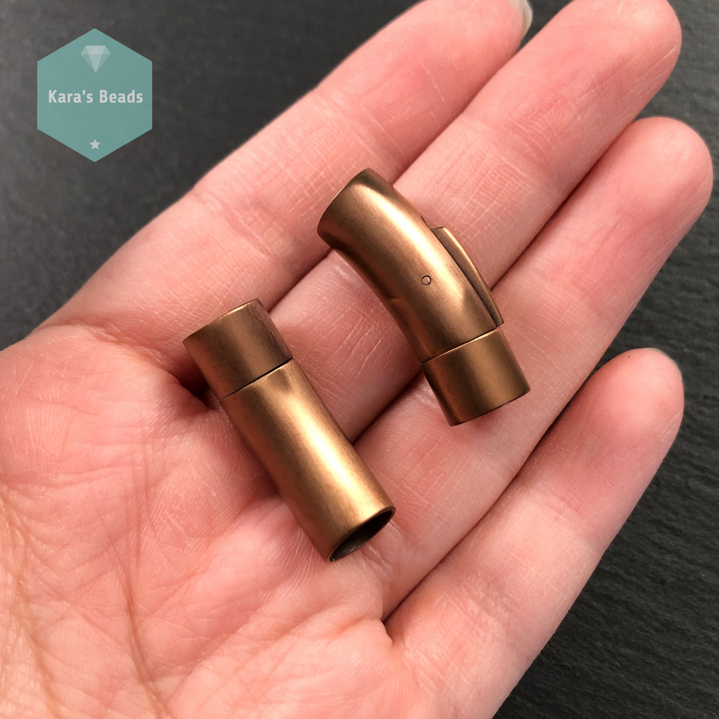 8 mm Brushed Coffee Bayonet Snap-in Clasp 1 pc