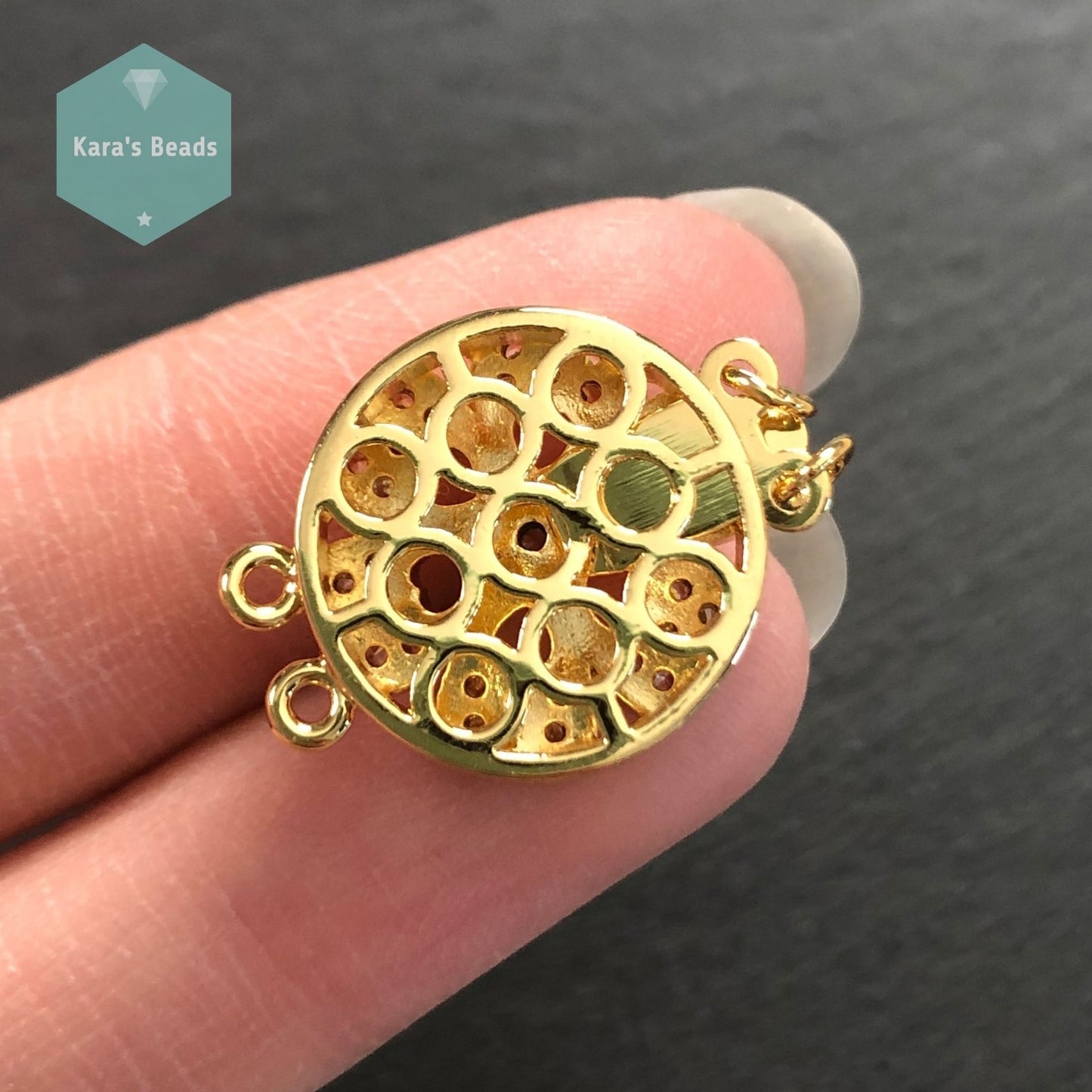 2 Strand Flower Box Clasp Gold 1 pc