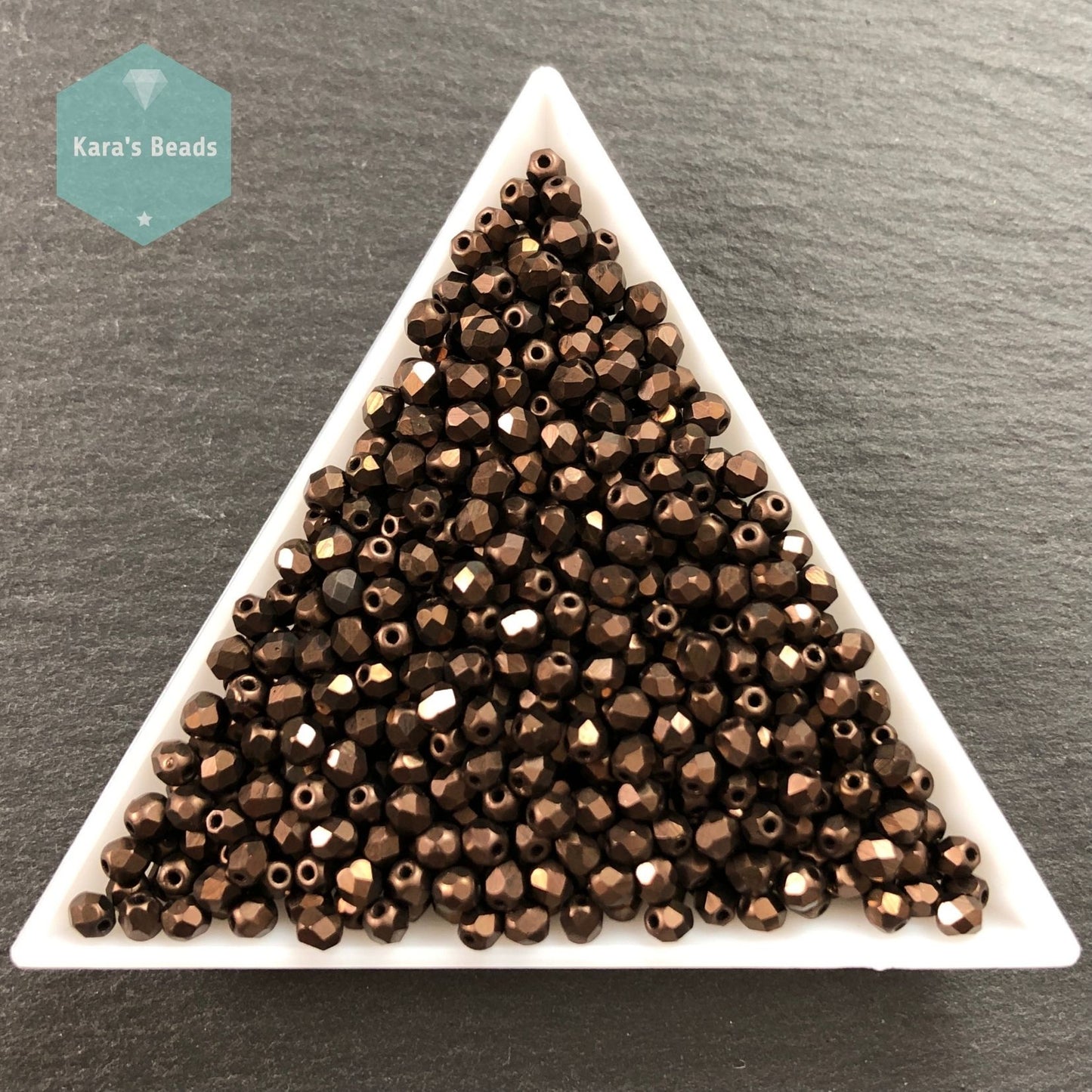 700pcs Tube 3mm Fire Polish Round Beads Matte Dark Bronze