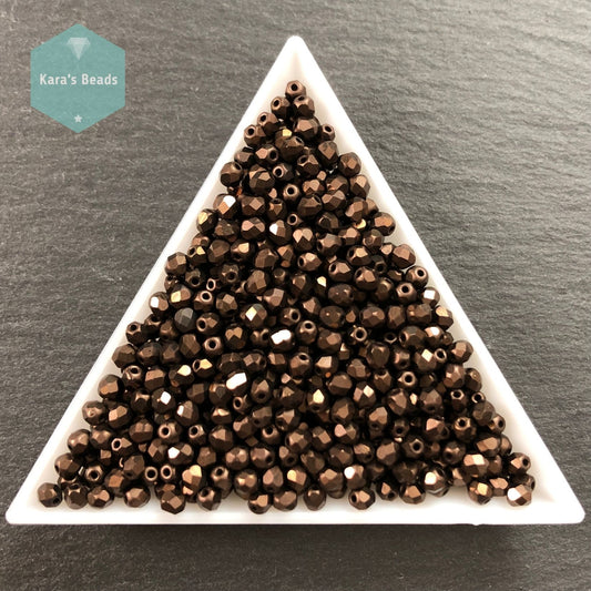 700pcs Tube 3mm Fire Polish Round Beads Matte Dark Bronze