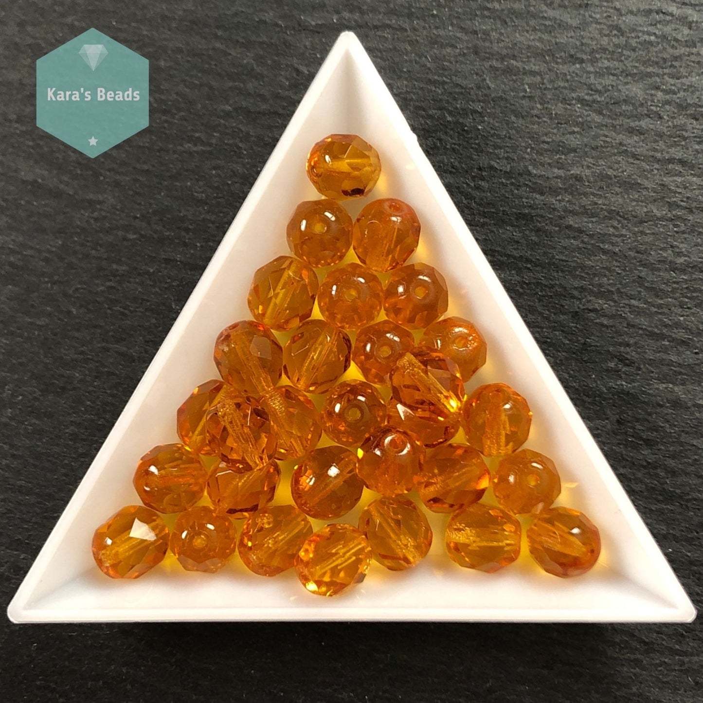 30pcs Tube 8mm Medium Topaz Fire Polish Round Beads