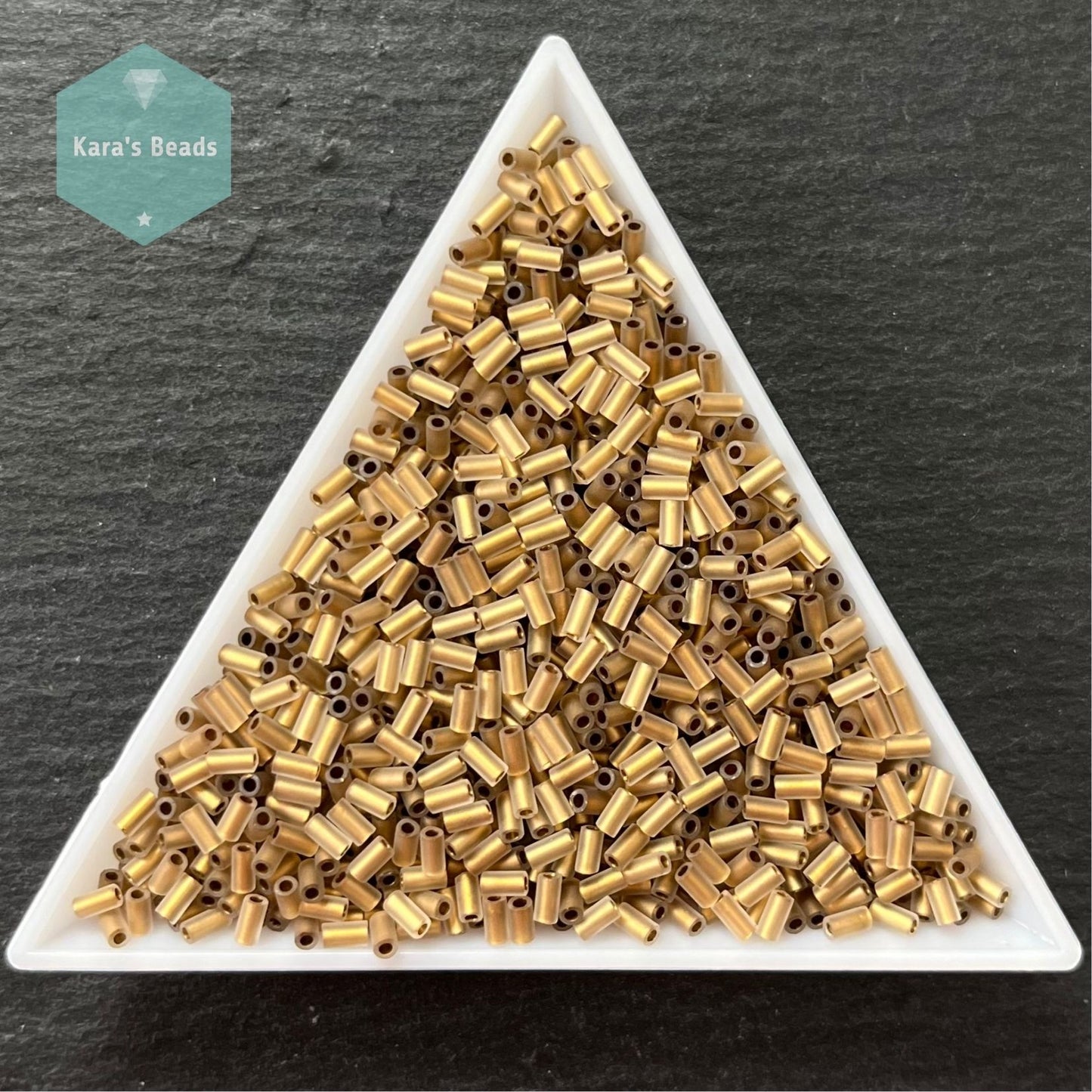 22g Tube 3mm Toho Bugles TB1-989F Gold Lined Frosted Crystal