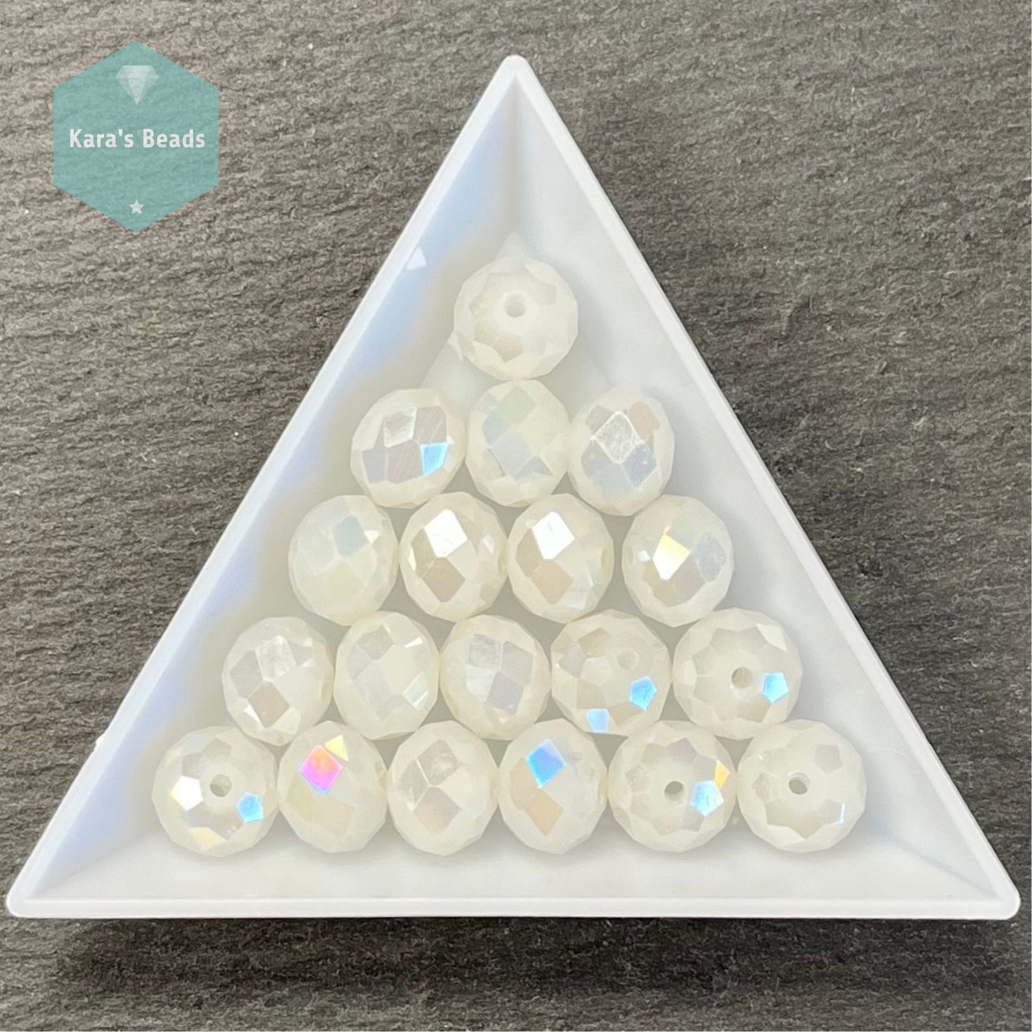 19pcs Tube 8x10 mm Rondelle Beads White Pearl AB