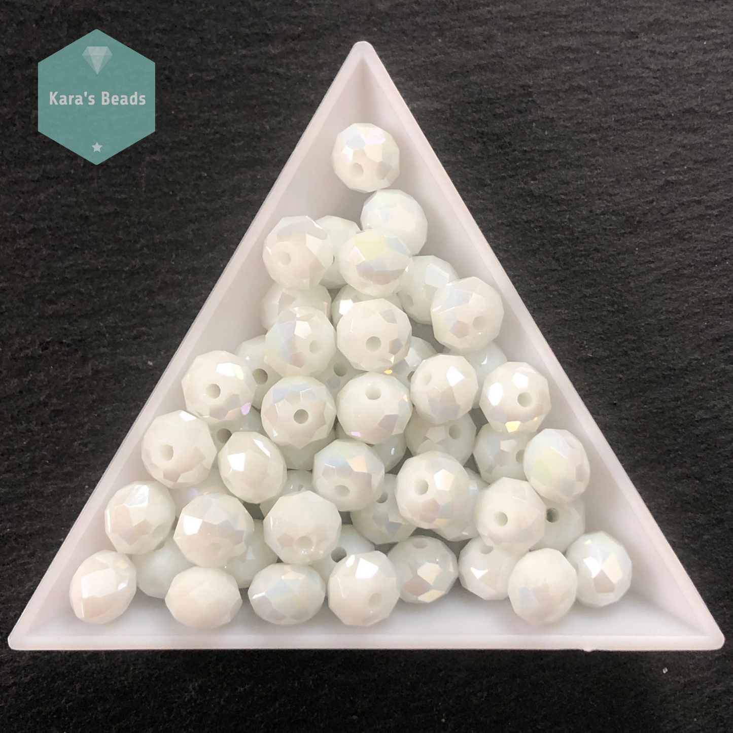 50pcs Tube 6x8 mm Rondelle Beads White AB