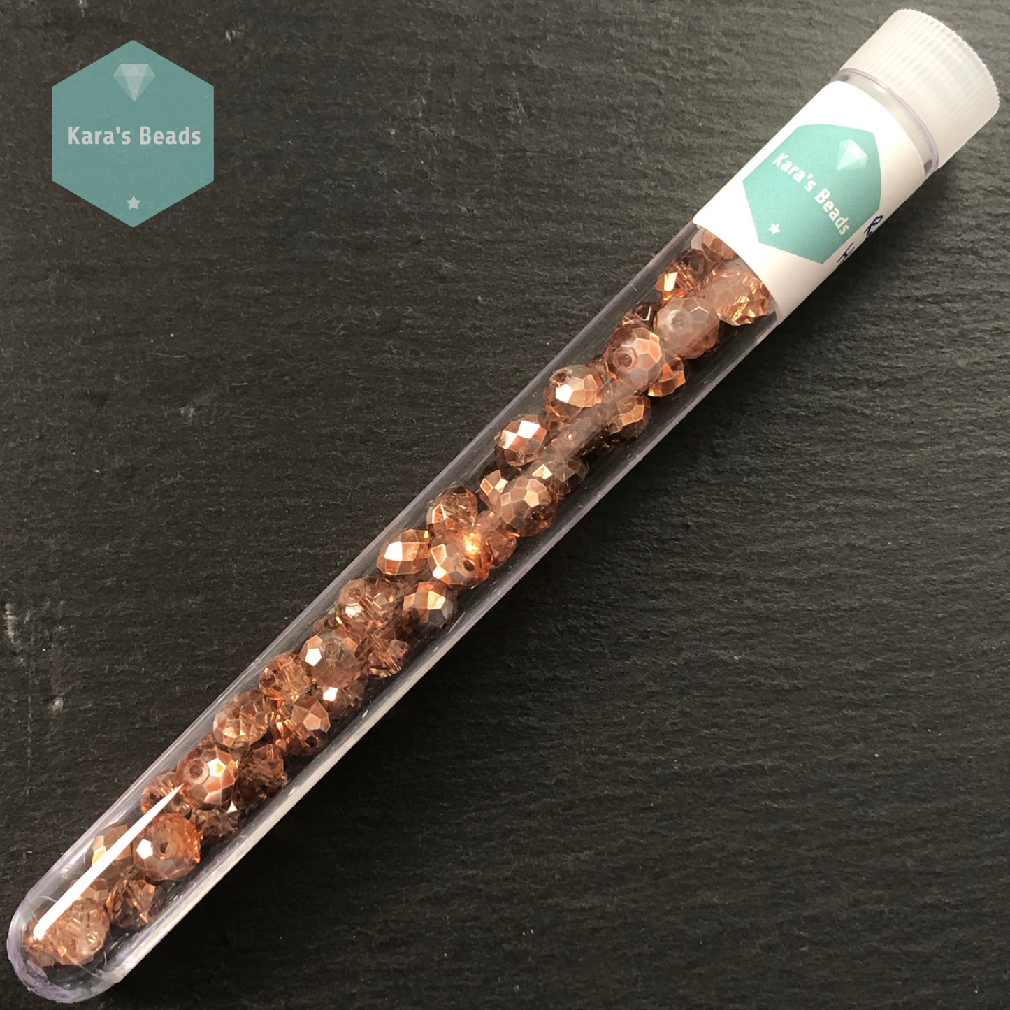 50pcs Tube 6x8 mm Rondelle Beads Half Coated Rosaline