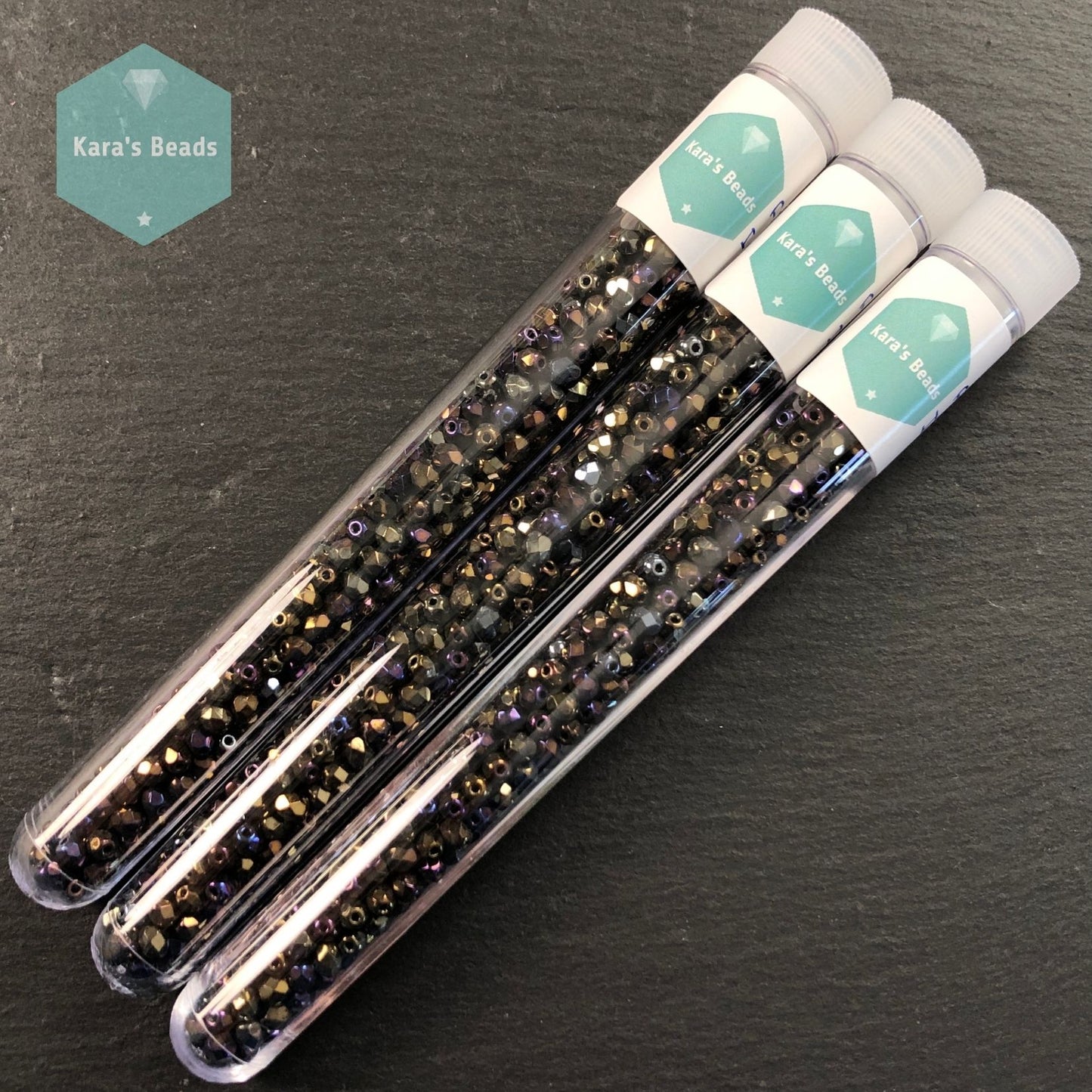 300pcs Tube 4mm Fire Polish Round Beads Iris Brown