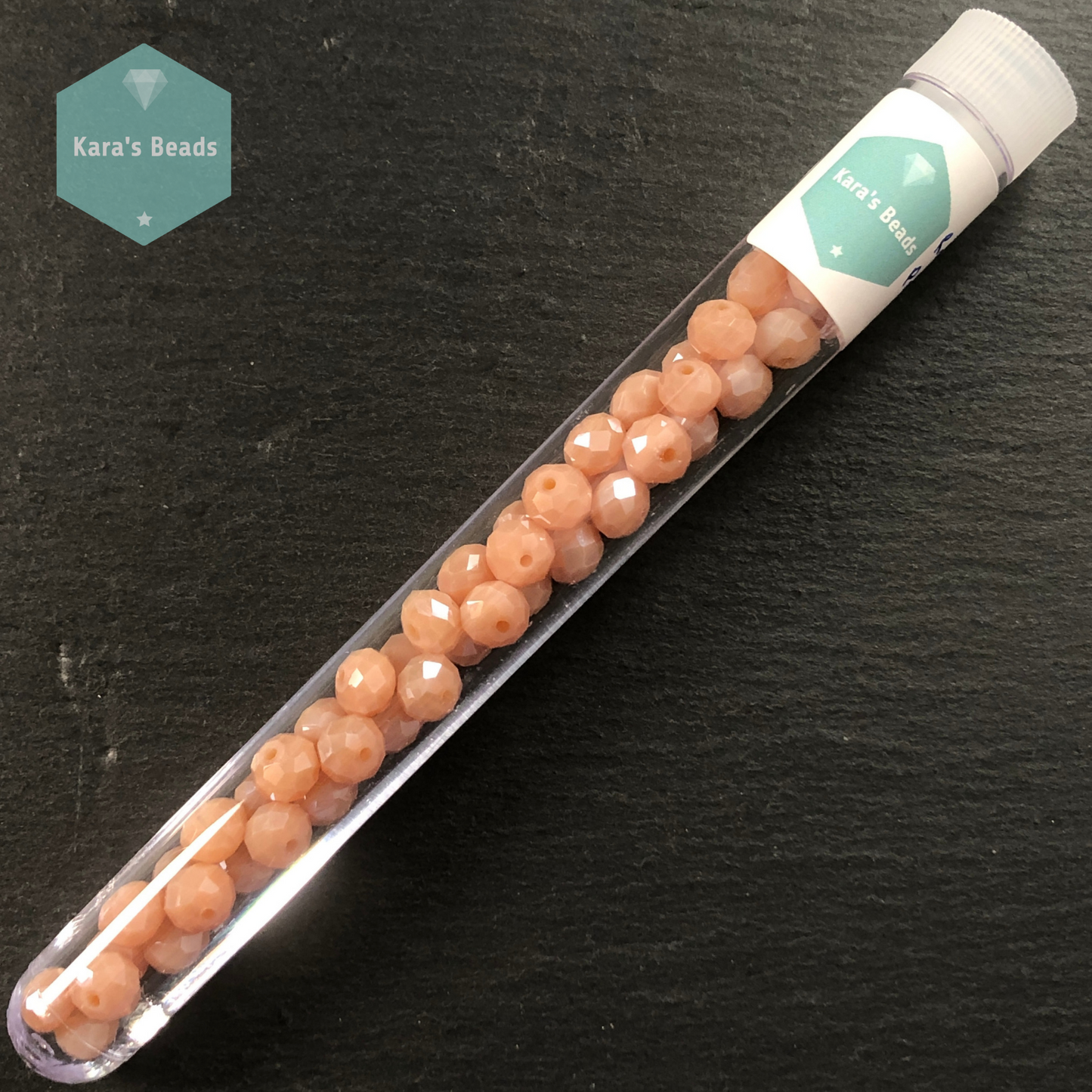 50pcs Tube 6x8 mm Rondelle Beads Opaque Peach Luster